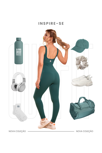 Macacão Longo Seamless Poliamida Mayfair Wellness Verde Submarine