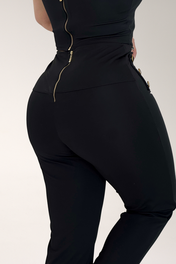 Calça Manhattan Tecido Montaria Preta