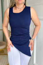 Regata Assimétrica no Tecido Montaria Azul