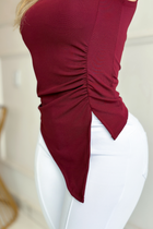 Regata Assimétrica no Tecido Montaria Marsala