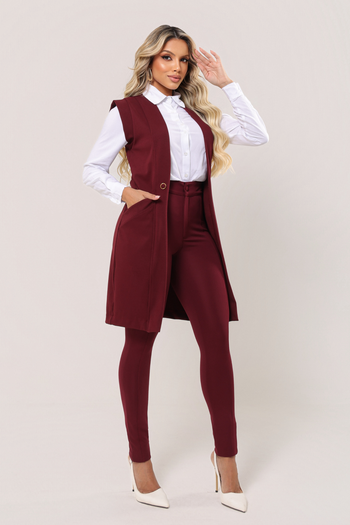Colete Oversized Tecido Montaria Marsala