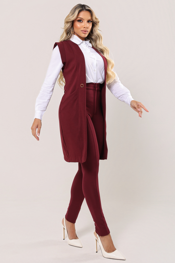 Colete Oversized Tecido Montaria Marsala