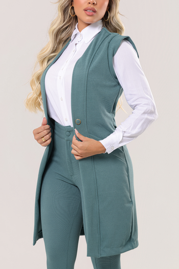 Colete Oversized Tecido Montaria Verde Mediterrâneo