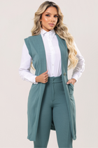 Colete Oversized Tecido Montaria Verde Mediterrâneo