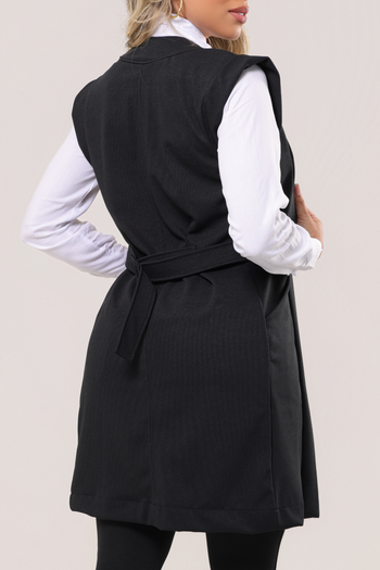 Colete Oversized Tecido Montaria Preto