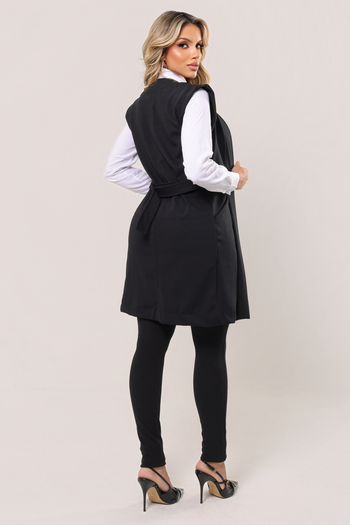 Colete Oversized Tecido Montaria Preto