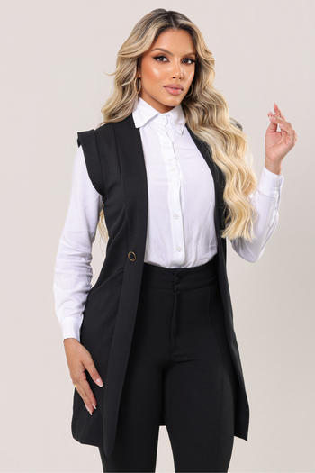 Colete Oversized Tecido Montaria Preto