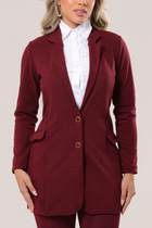 Blazer Manga Longa Tecido Montaria Marsala