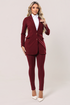 Blazer Manga Longa Tecido Montaria Marsala