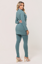 Blazer Manga Longa Tecido Montaria Verde Mediterrâneo