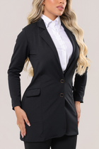 Blazer Manga Longa Tecido Montaria Preto