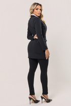 Blazer Manga Longa Tecido Montaria Preto