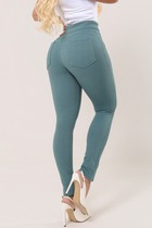 Calça Skinny Básica com Bolsos Empina Bumbum Verde Mediterrâneo