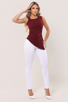 Regata Assimétrica no Tecido Montaria Marsala