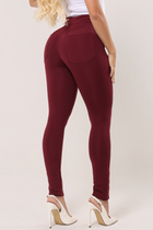 Calça Skinny Básica com Bolsos Empina Bumbum Marsala