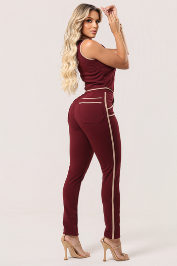 Calça Skinny Viena no Tecido Montaria Marsala