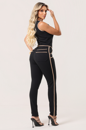 Calça Skinny Viena no Tecido Montaria Preta