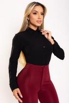 Camisa Versatile Manga Longa em Viscolinho Preta