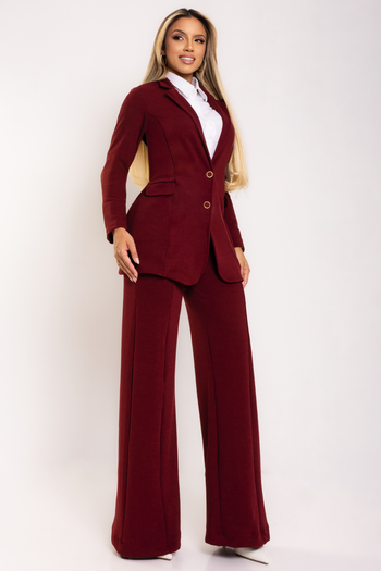 Calça Pantalona + Cinto Marsala