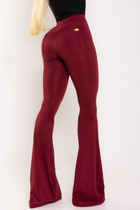 Calça Flare Básica com Bolsos Empina Bumbum Marsala