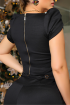 Blusa Corpete com Manga Tecido Montaria Preto