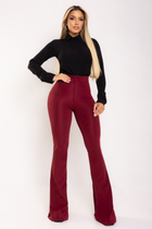 Calça Flare Básica com Bolsos Empina Bumbum Marsala