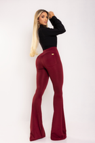 Calça Flare Básica com Bolsos Empina Bumbum Marsala