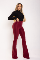 Calça Flare Básica com Bolsos Empina Bumbum Marsala
