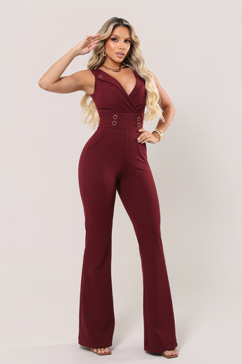 Macacão Shirlei Tecido Montaria Marsala