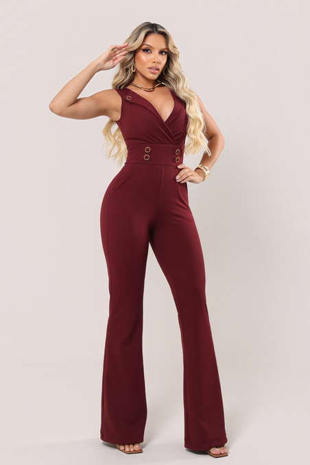 Macacão Shirlei Tecido Montaria Marsala