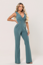 Macacão Shirlei Tecido Montaria Verde Mediterrâneo