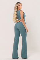 Macacão Shirlei Tecido Montaria Verde Mediterrâneo