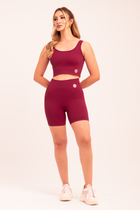 Conjunto Top + Bermuda Seamless Poliamida Mayfair Wellness Marsala Desejo