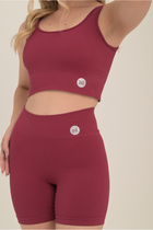 Conjunto Top + Bermuda Seamless Poliamida Mayfair Wellness Marsala Desejo