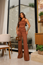 Cropped Urban Tecido Montaria Marrom