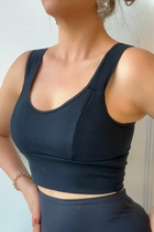 Top Essentials Tecido Montaria com Viés Preto