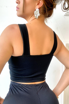 Top Essentials Tecido Montaria com Viés Preto