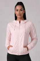 Jaqueta Corta Vento com Capuz e Bolso Feminina Impermeável Rosa Bebê