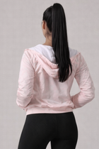 Jaqueta Corta Vento com Capuz e Bolso Feminina Impermeável Rosa Bebê