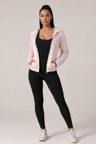 Jaqueta Corta Vento com Capuz e Bolso Feminina Impermeável Rosa Bebê