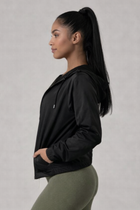 Jaqueta Corta Vento com Capuz e Bolso Feminina Impermeável Preta