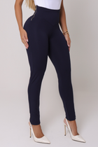 Calça Modeladora Slim Tecido Montaria Azul