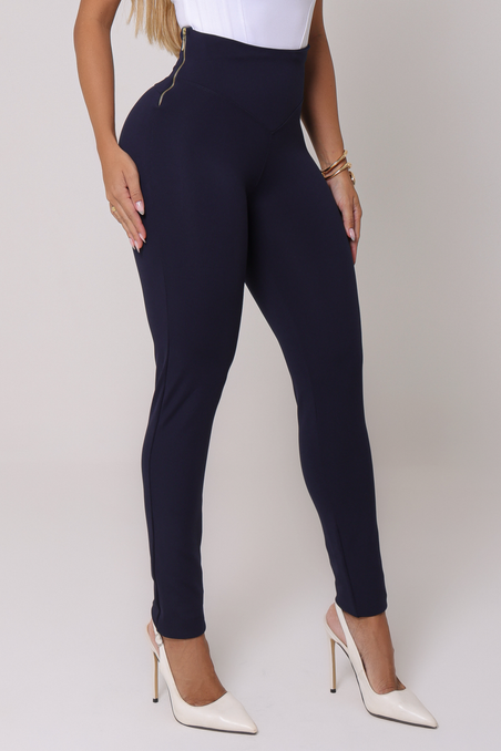 Calça Modeladora Slim Tecido Montaria Azul