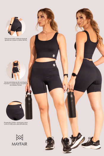 Bermuda Seamless Poliamida Mayfair Wellness Preta