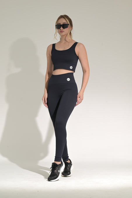 Conjunto Top + Legging Seamless Poliamida Mayfair Wellness Preto