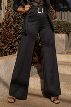 Calça Pantalona + Cinto Preta