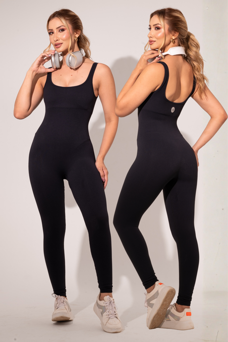 Macacão Longo Seamless Poliamida Mayfair Wellness Preto