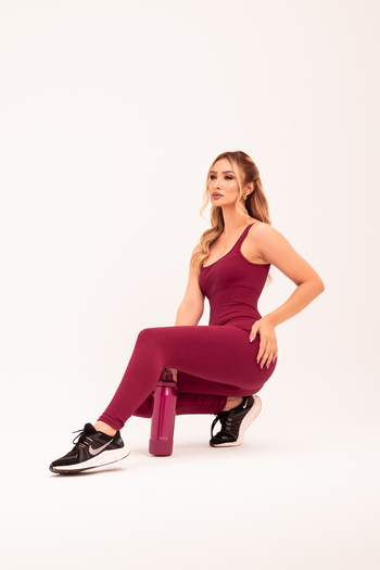 Macacão Longo Seamless Poliamida Mayfair Wellness Marsala Desejo