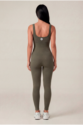 Macacão Longo Seamless Poliamida Mayfair Wellness Verde Rifle