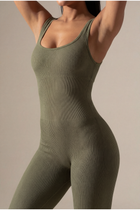 Macacão Longo Seamless Poliamida Mayfair Wellness Verde Rifle